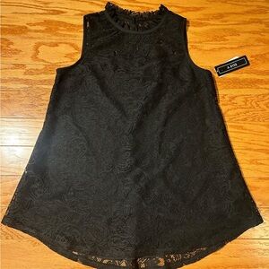A Byer Black Sleeveless Lace Blouse